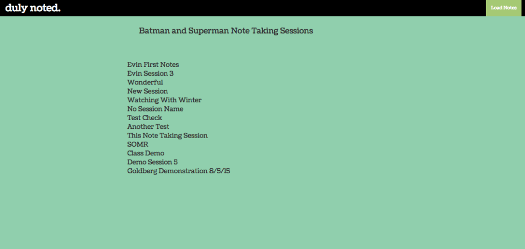 Note Taking Sessions